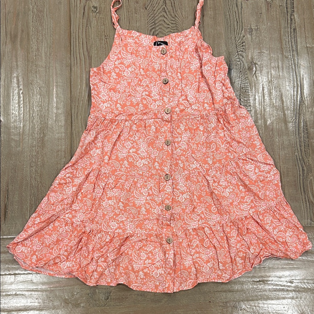 Art Class Peach Floral Kids Dress